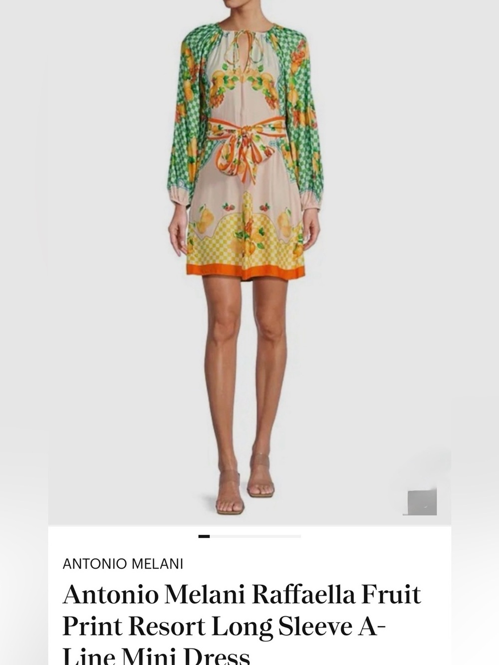 ANTONIO MELANI White dress with Green and Pink Trim, - Picture 6 of 6
